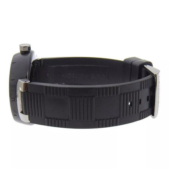 LOUIS VUITTON Tambour GMT Watches Q113K blackDial Stainless Steel/rubber M... - Picture 6 of 8